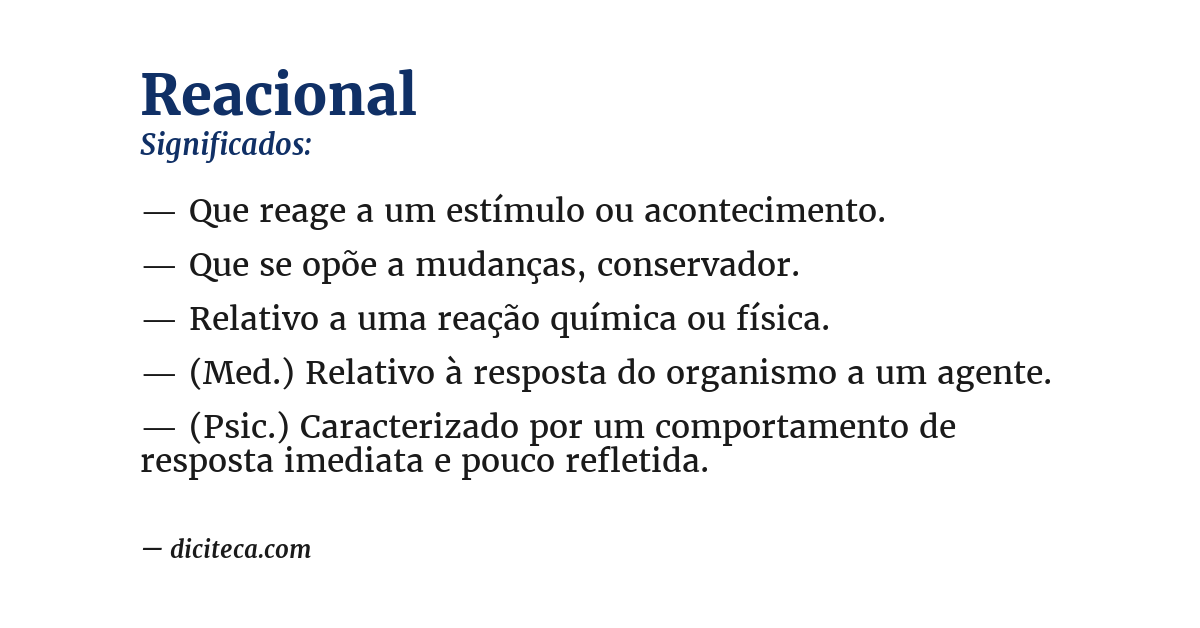 Significado de reacional