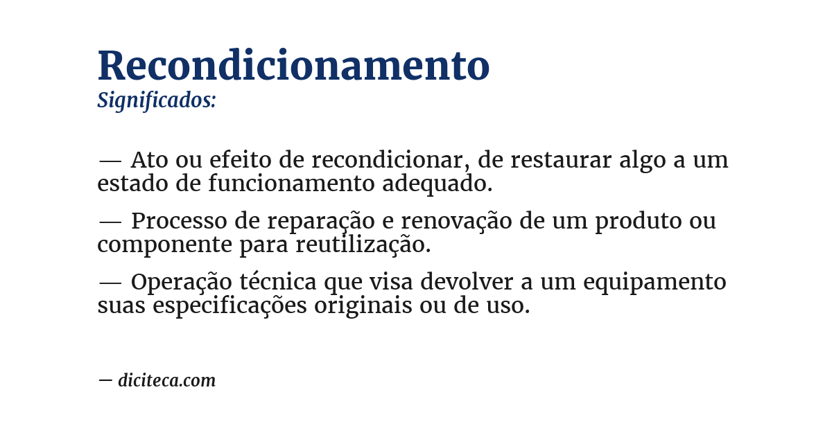 Significado de recondicionamento