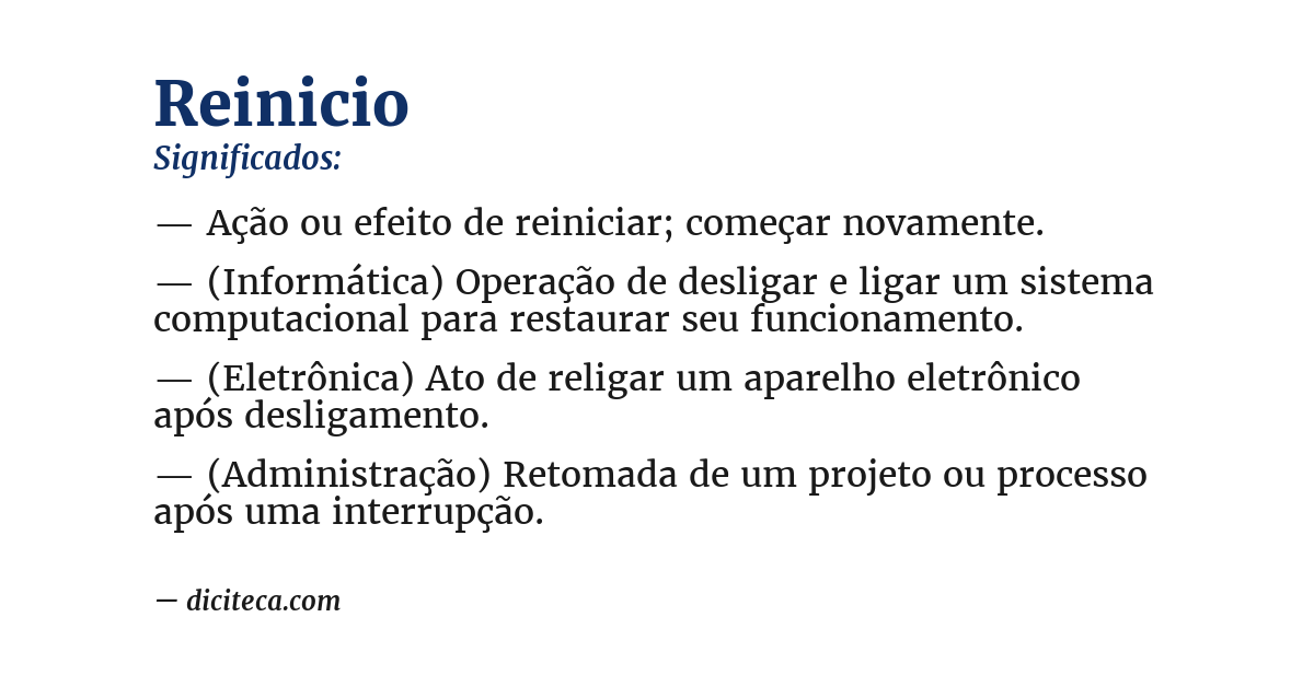 Significado de reinicio