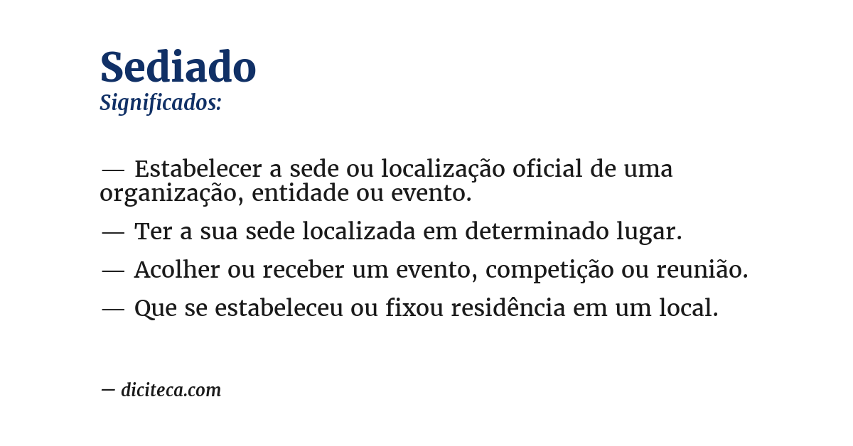 Significado de sediado