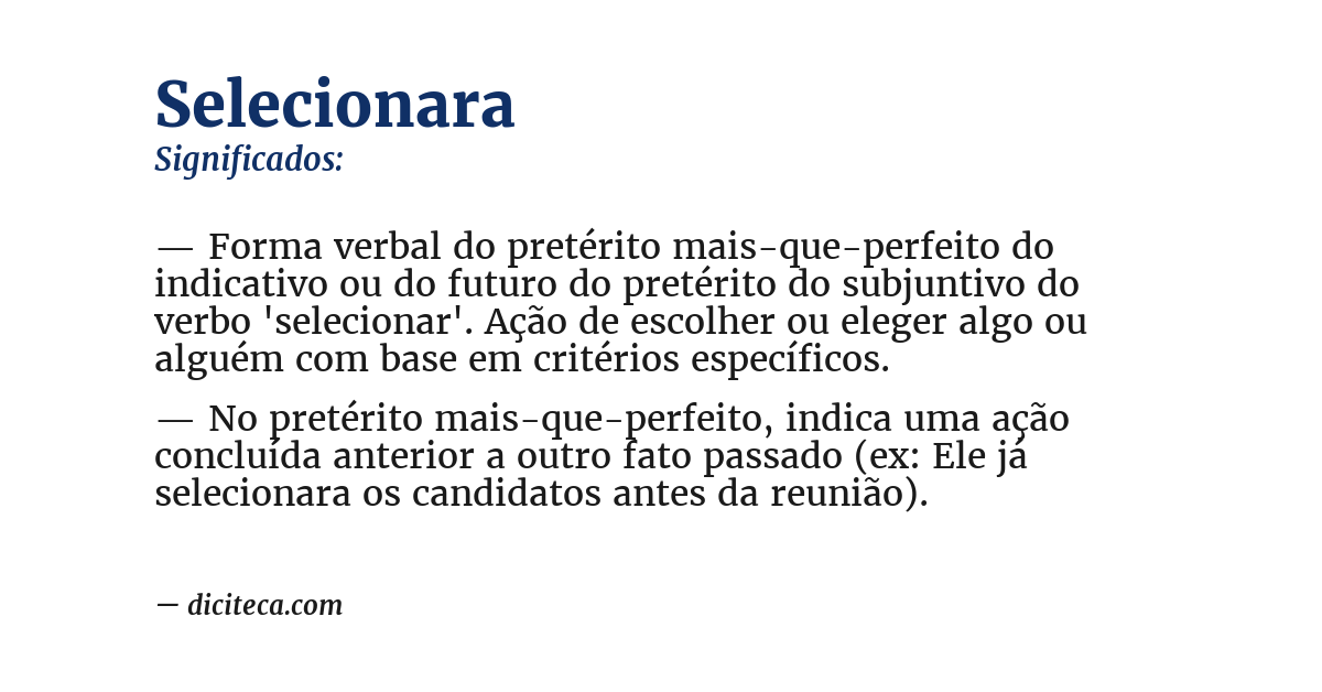 Significado de selecionara