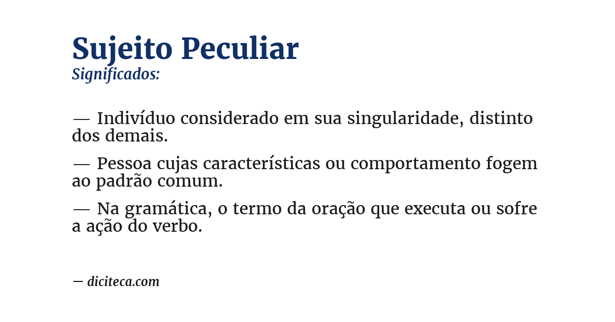 Significado de sujeito peculiar