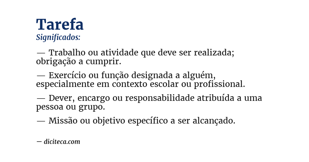 Significado de tarefa