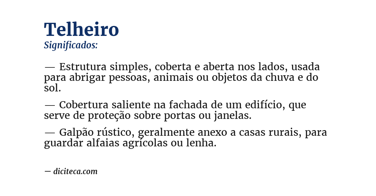 Significado de telheiro