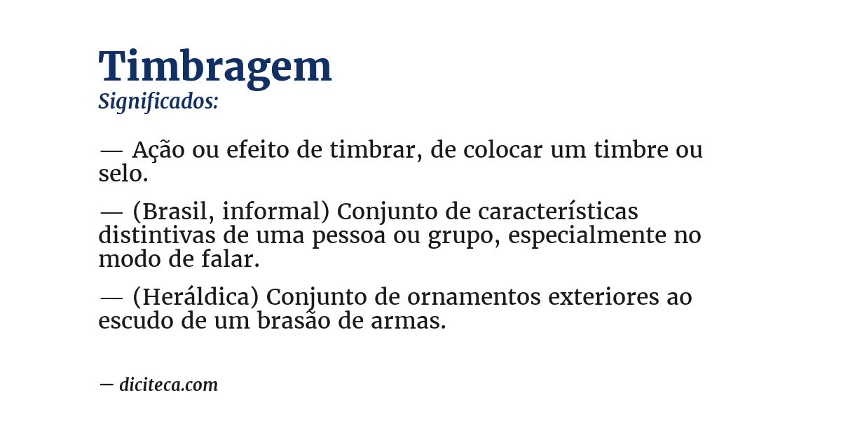 Significado de timbragem