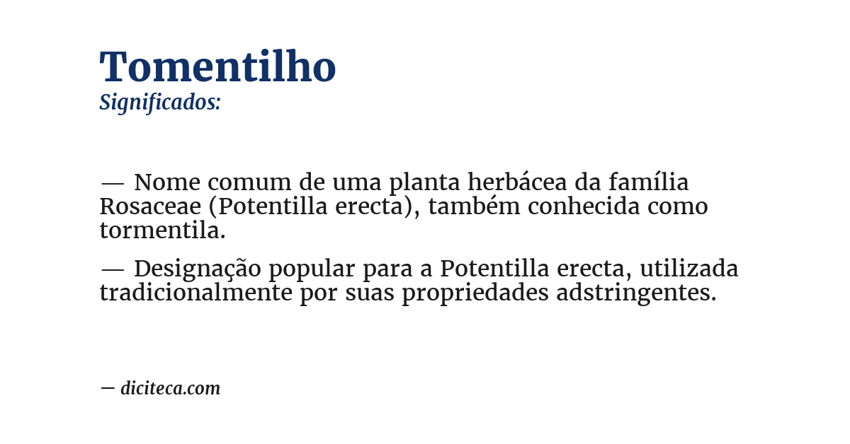 Significado de tomentilho