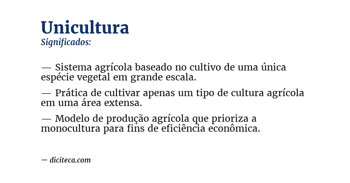 Significado de unicultura