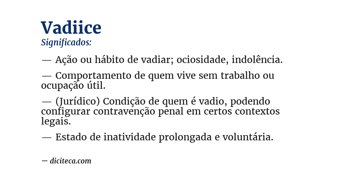 Significado de vadiice