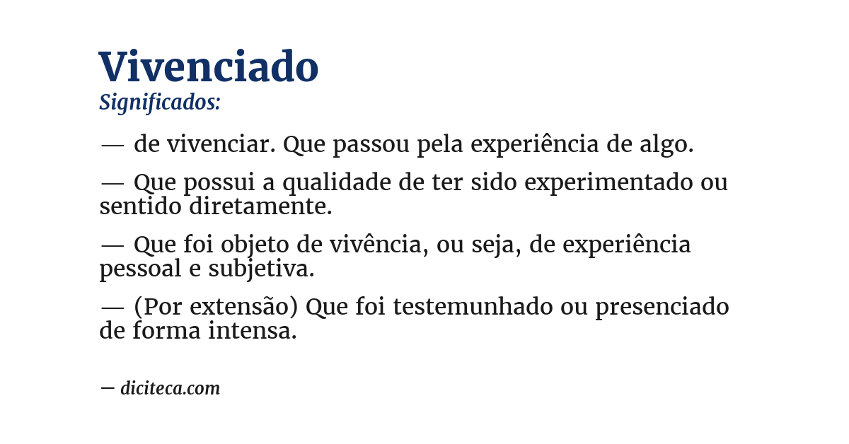 Significado de vivenciado