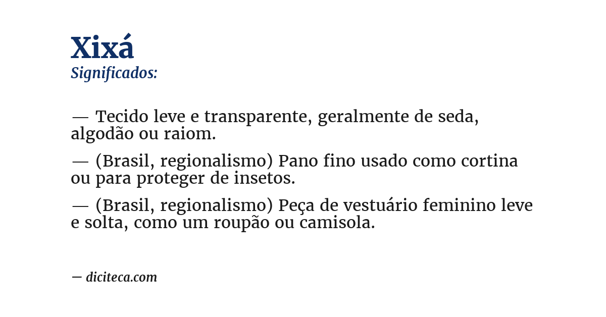 Significado de xixá