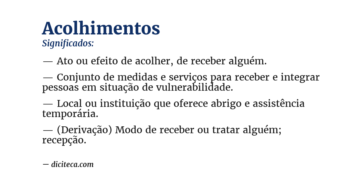 Significado de acolhimentos
