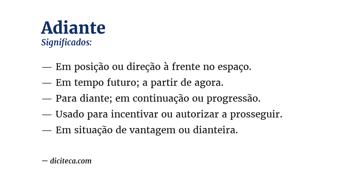 Significado de adiante
