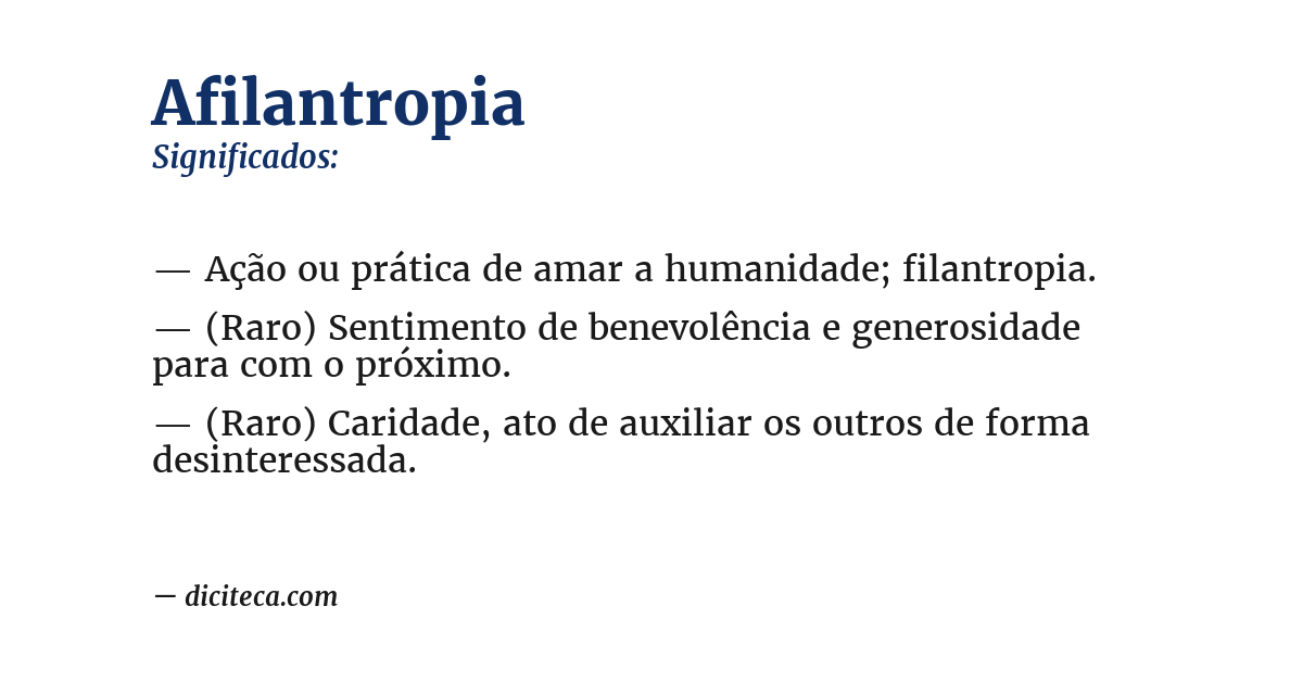 Significado de afilantropia