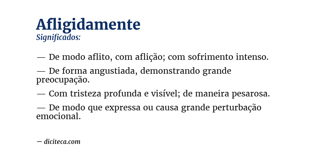 Significado de afligidamente