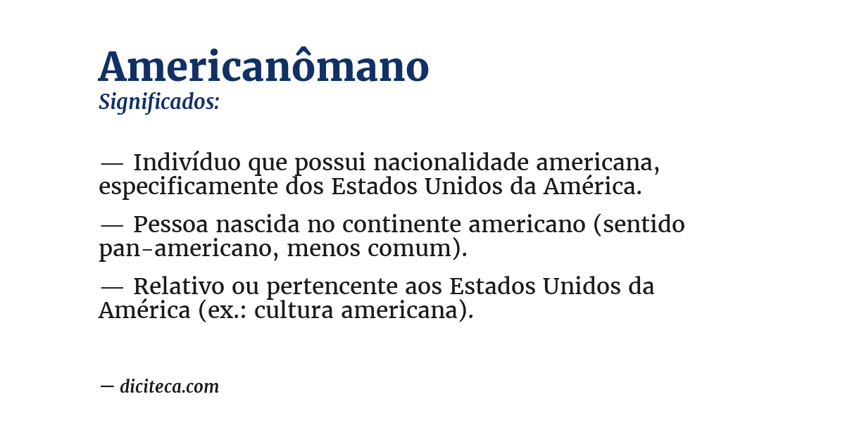 Significado de americanômano