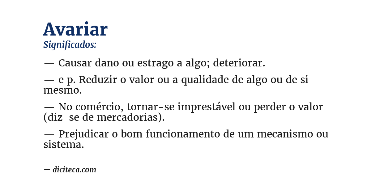 Significado de avariar