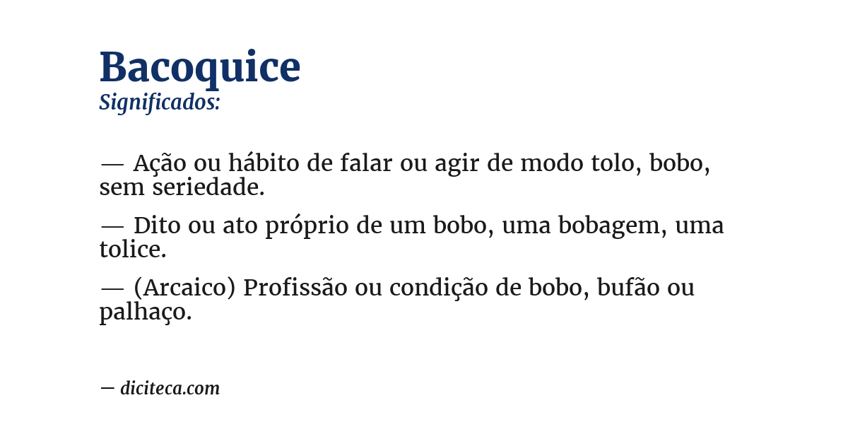 Significado de bacoquice