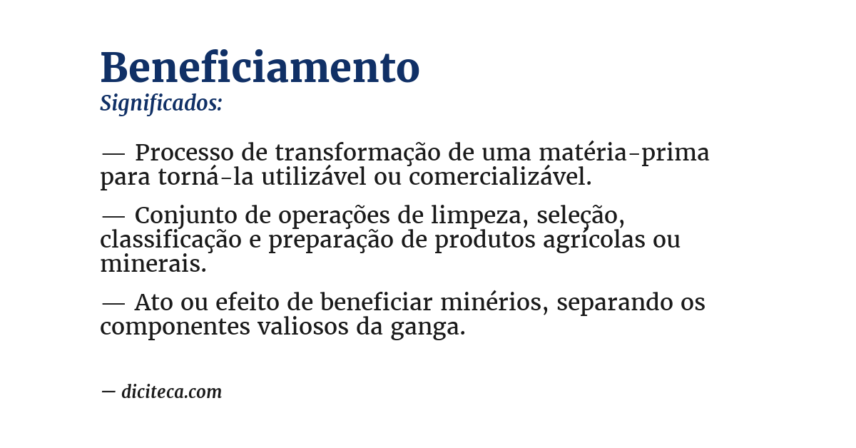 Significado de beneficiamento