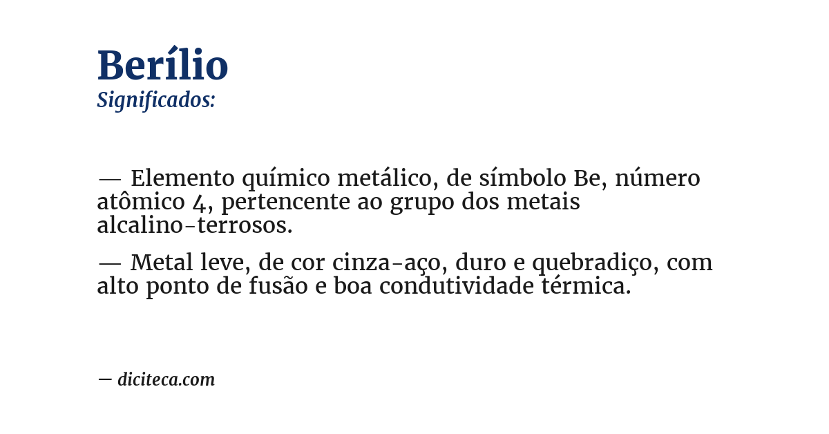 Significado de berílio
