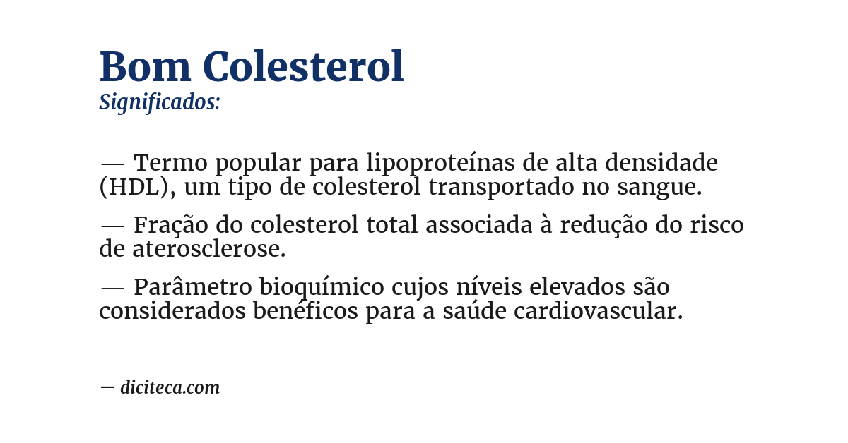 Significado de bom colesterol