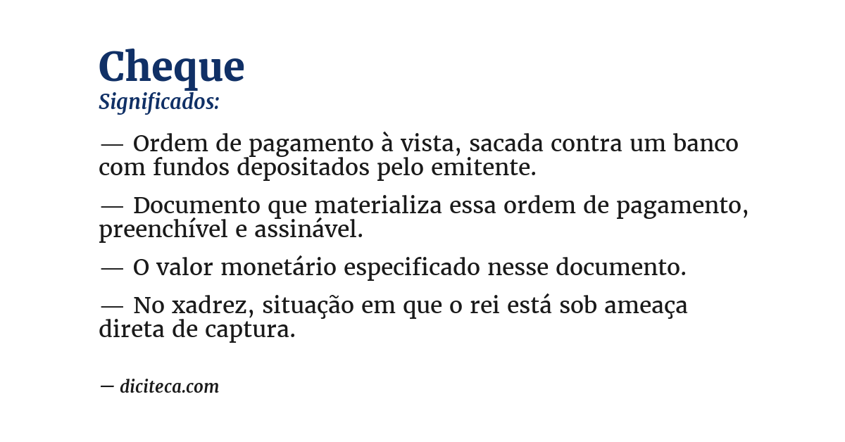 Significado de cheque