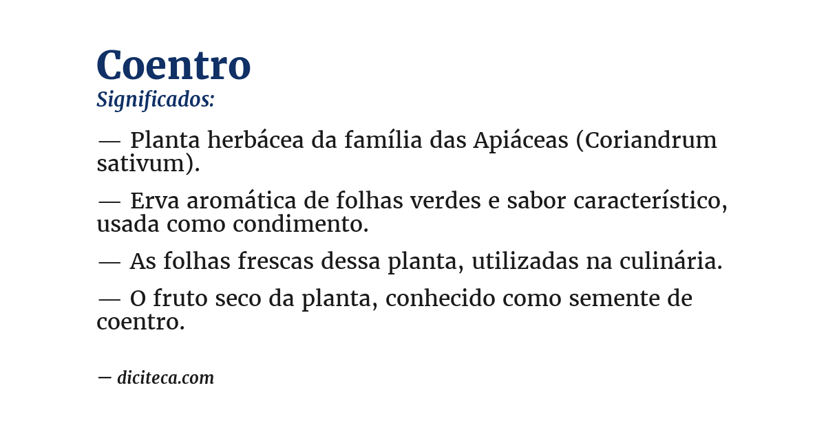 Significado de coentro
