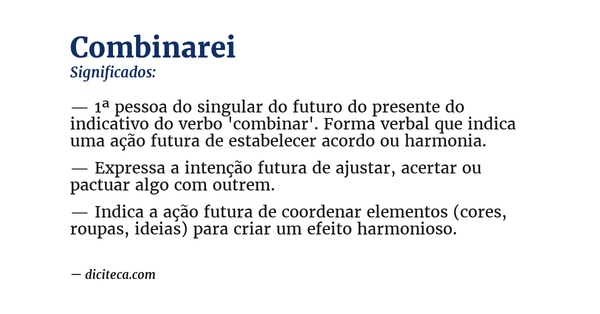 Significado de combinarei
