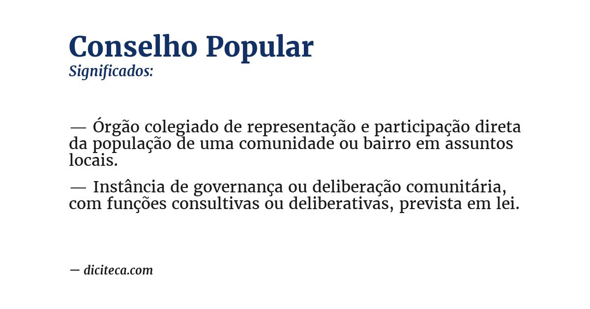 Significado de conselho popular
