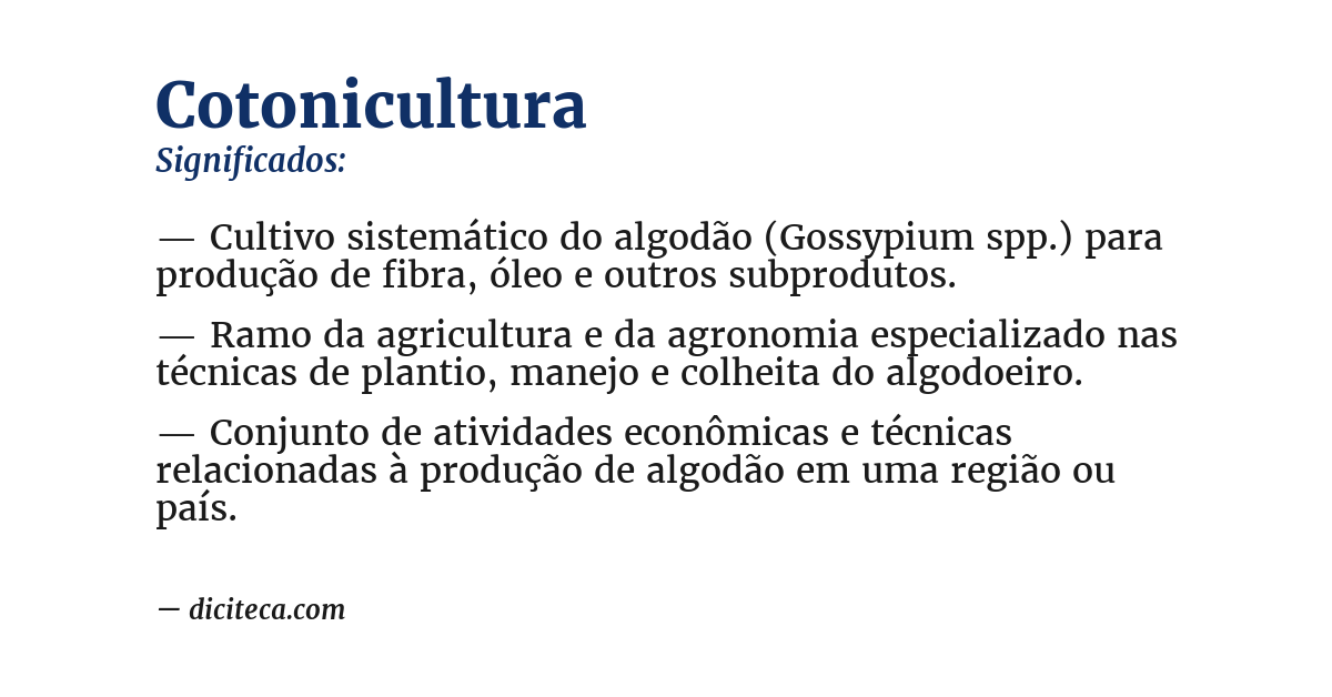 Significado de cotonicultura