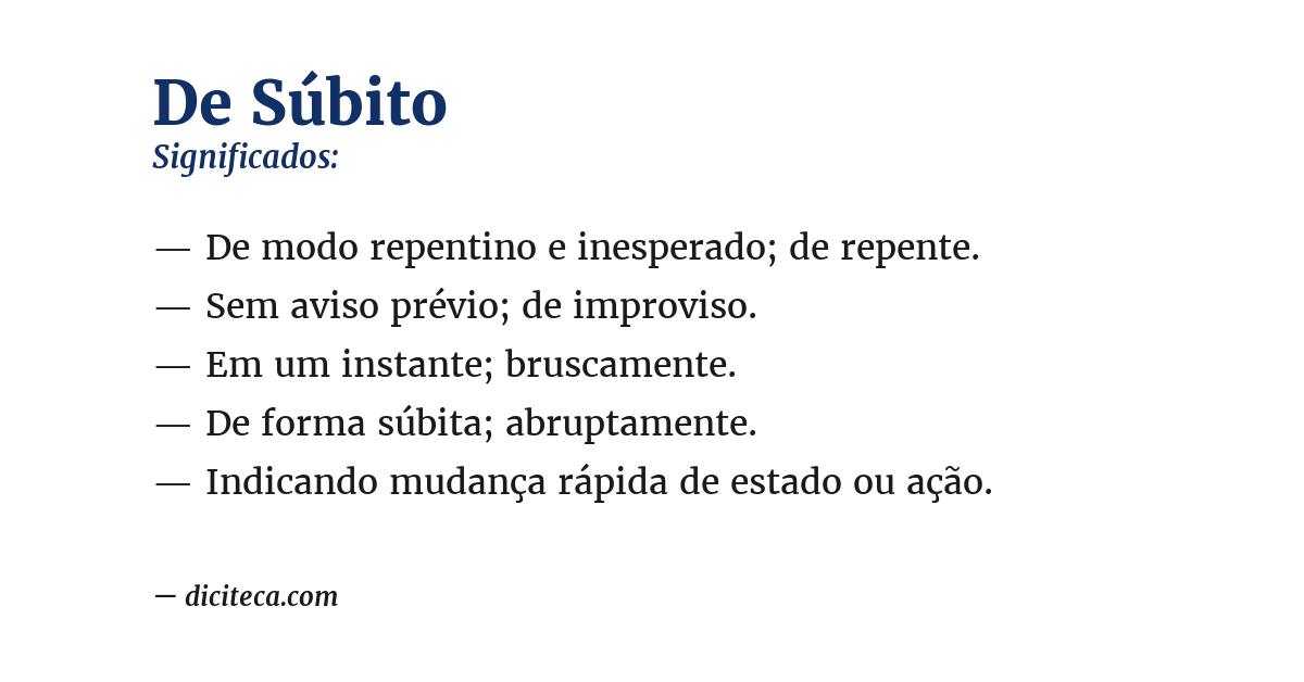 Significado de de súbito