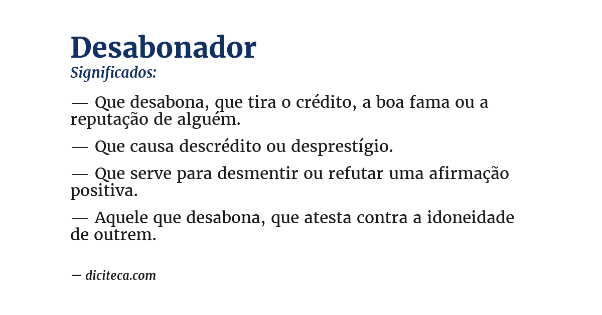 Significado de desabonador