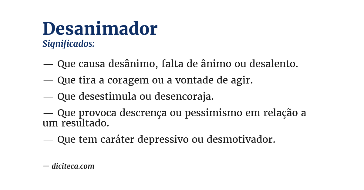 Significado de desanimador