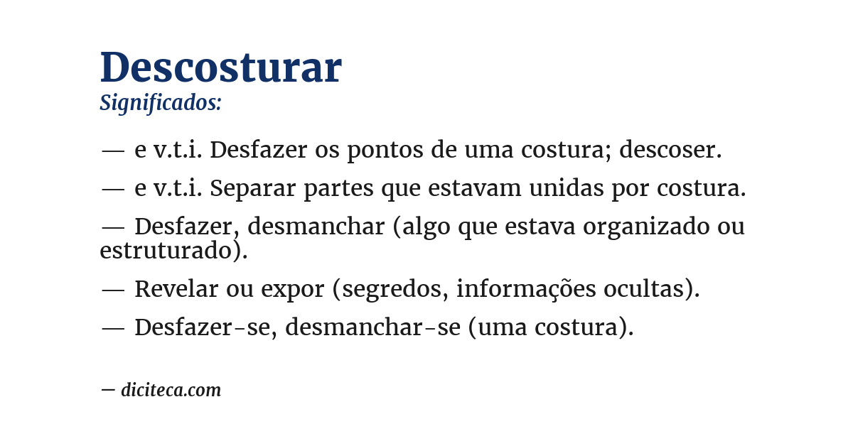 Significado de descosturar