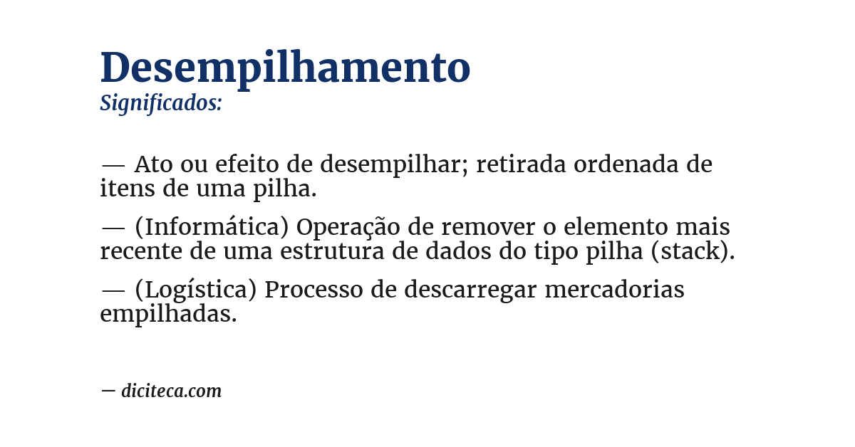 Significado de desempilhamento