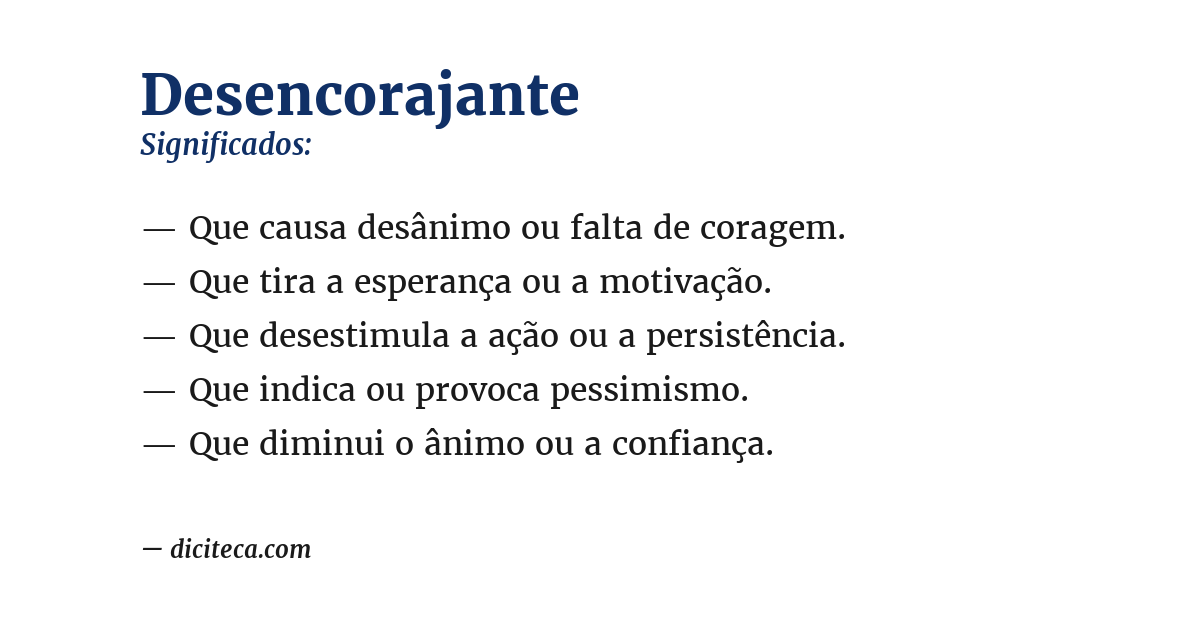 Significado de desencorajante