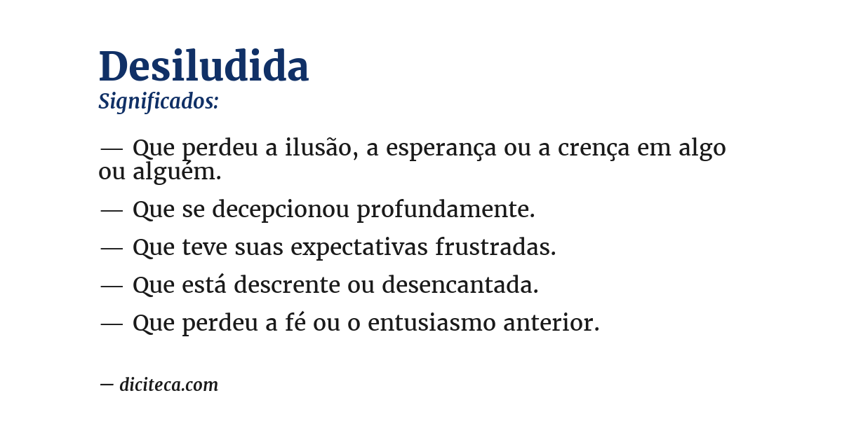 Significado de desiludida