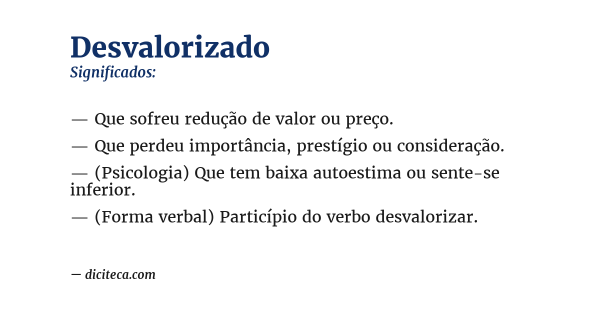 Significado de desvalorizado