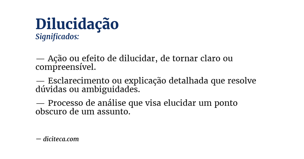 Significado de dilucidação