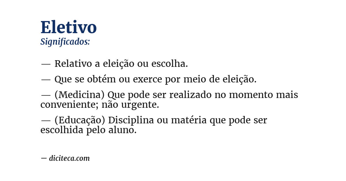 Significado de eletivo