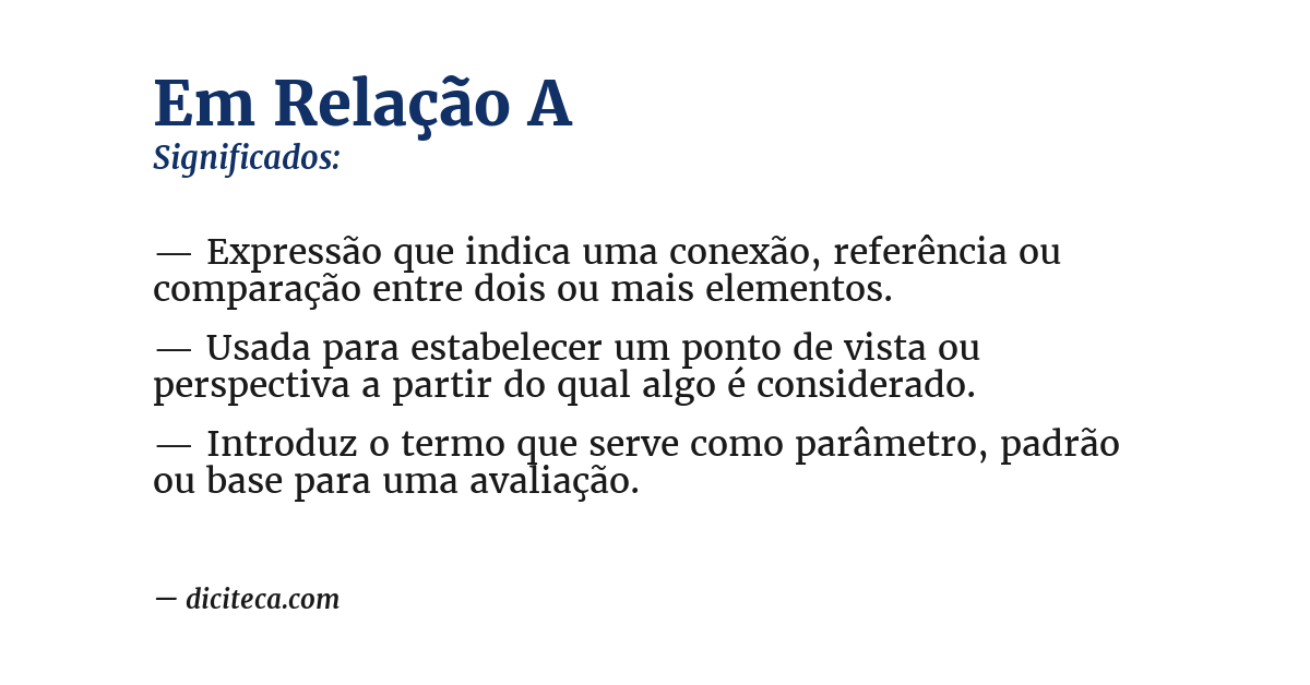 Significado de em relação a