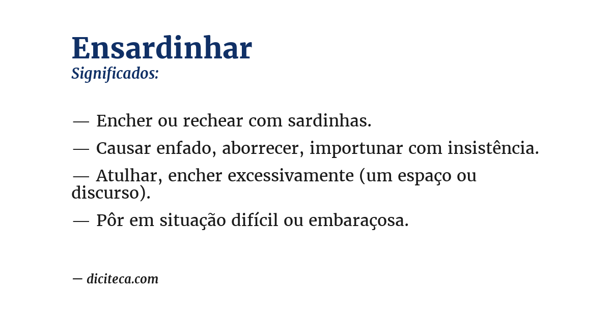 Significado de ensardinhar