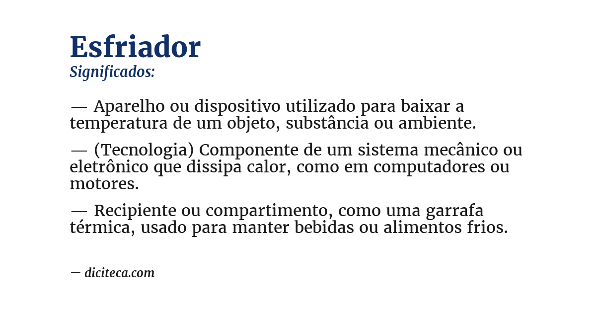Significado de esfriador