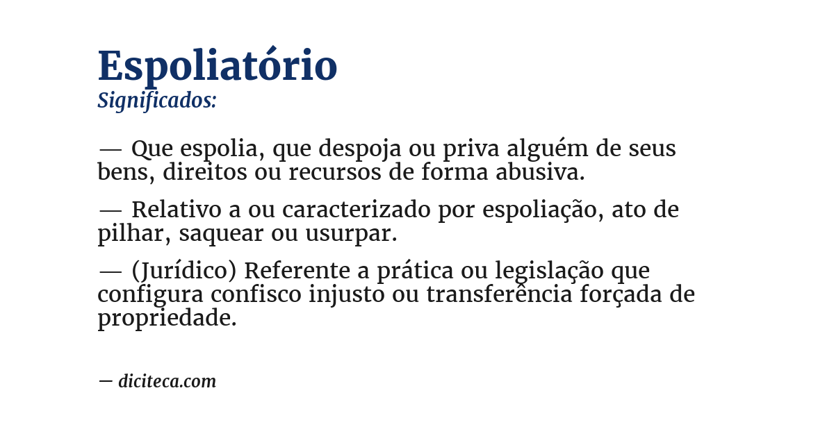 Significado de espoliatório