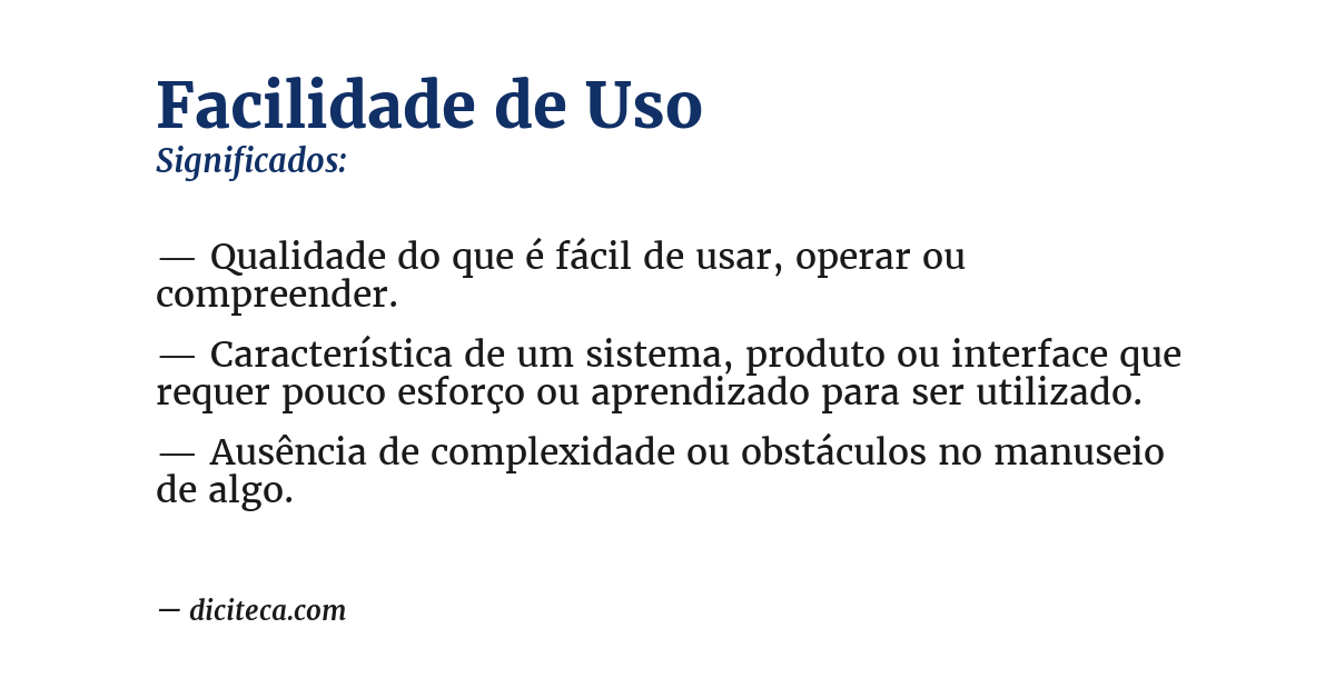 Significado de facilidade de uso