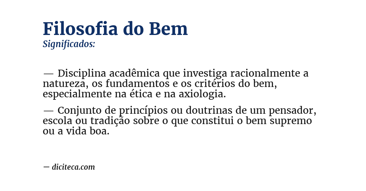 Significado de filosofia do bem