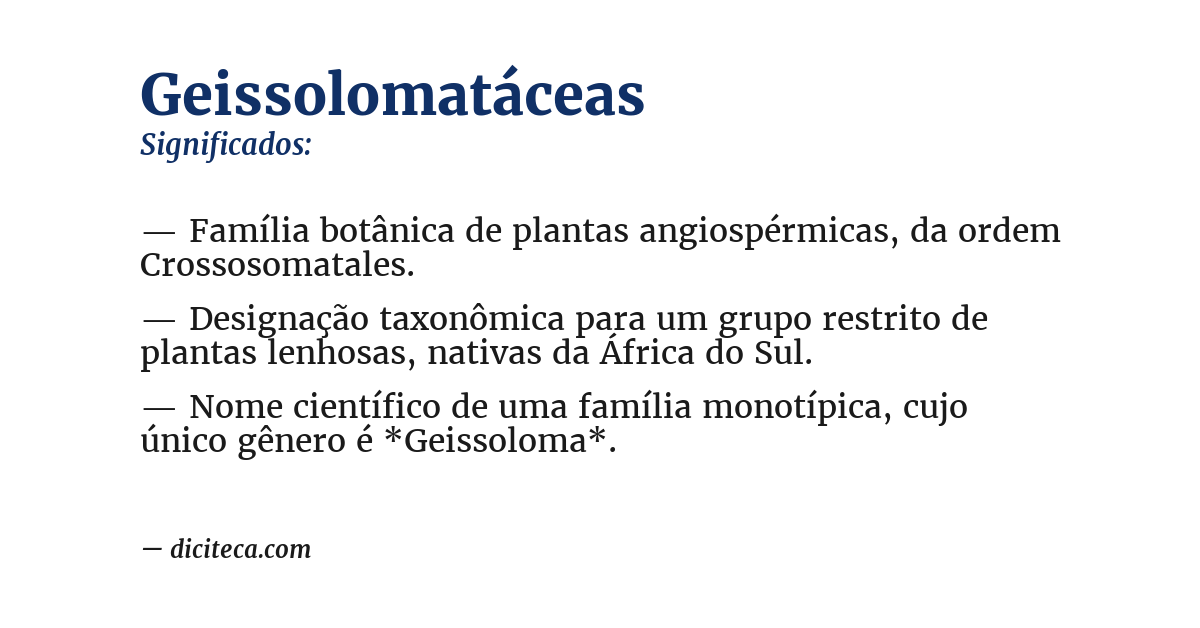 Significado de geissolomatáceas