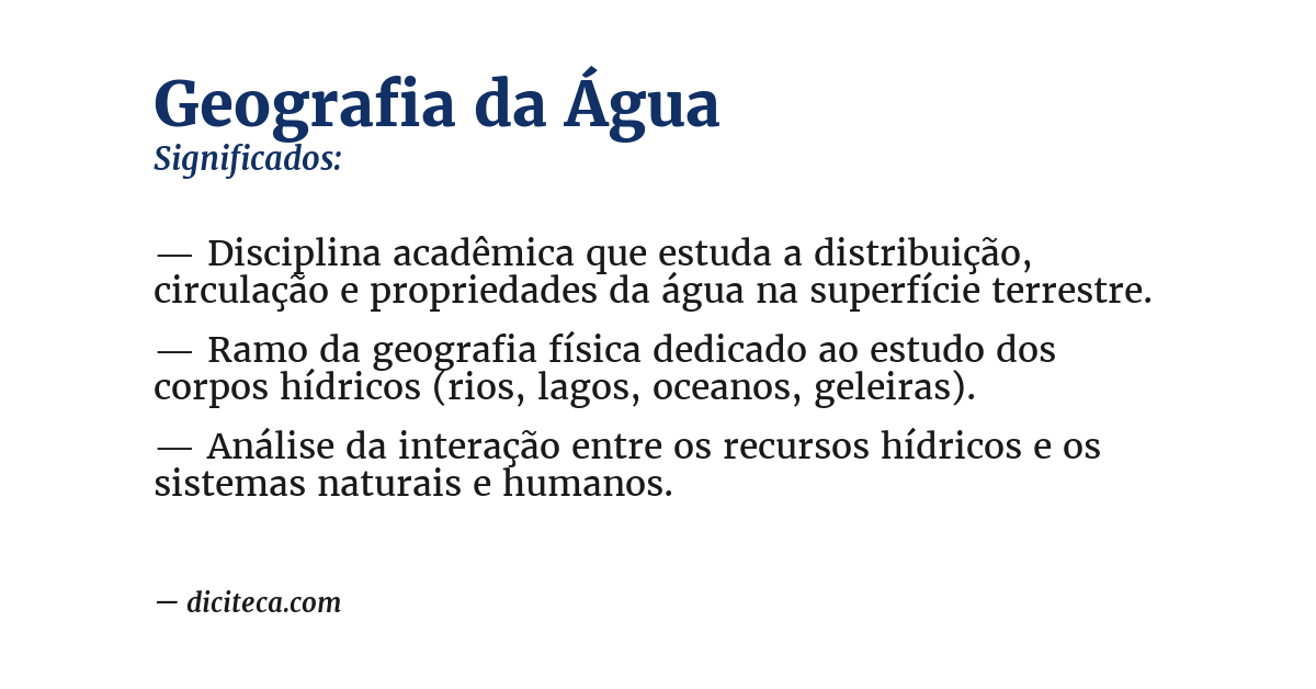 Significado de geografia da água
