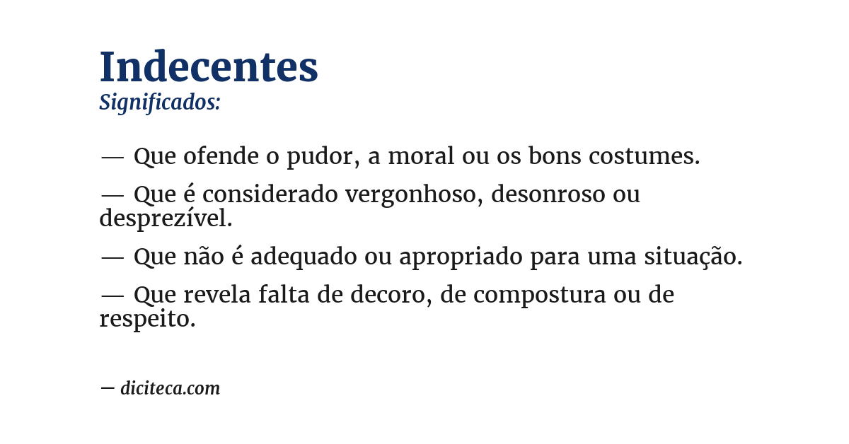 Significado de indecentes