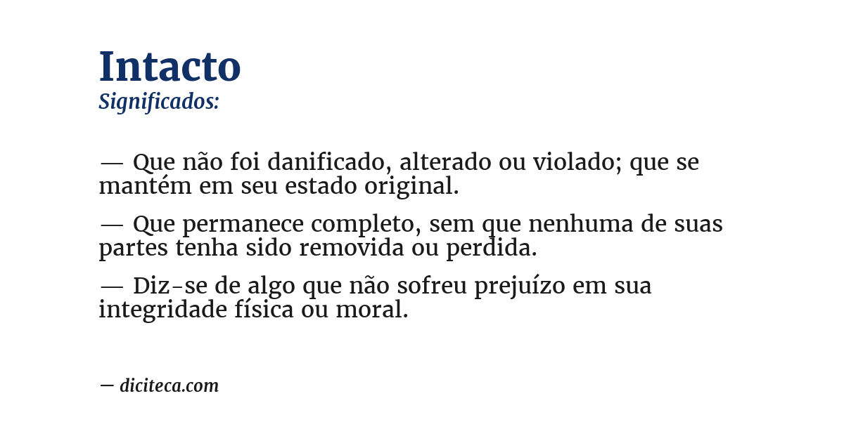 Significado de intacto