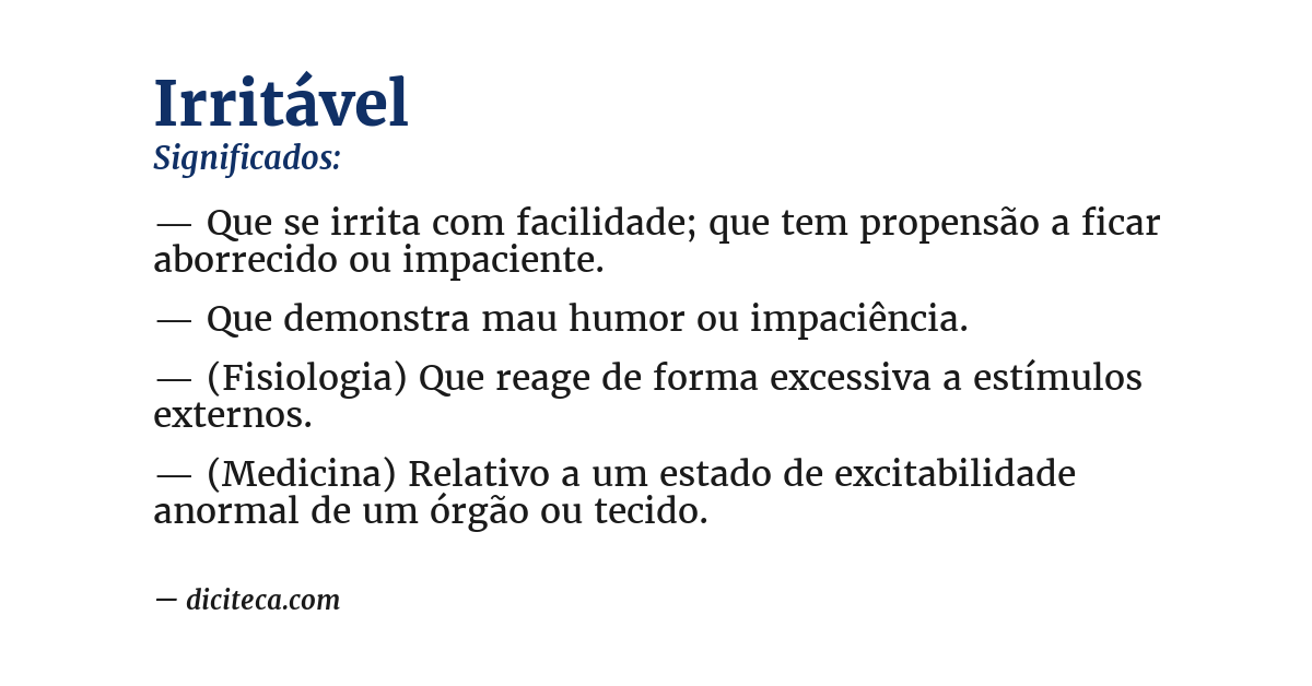 Significado de irritável